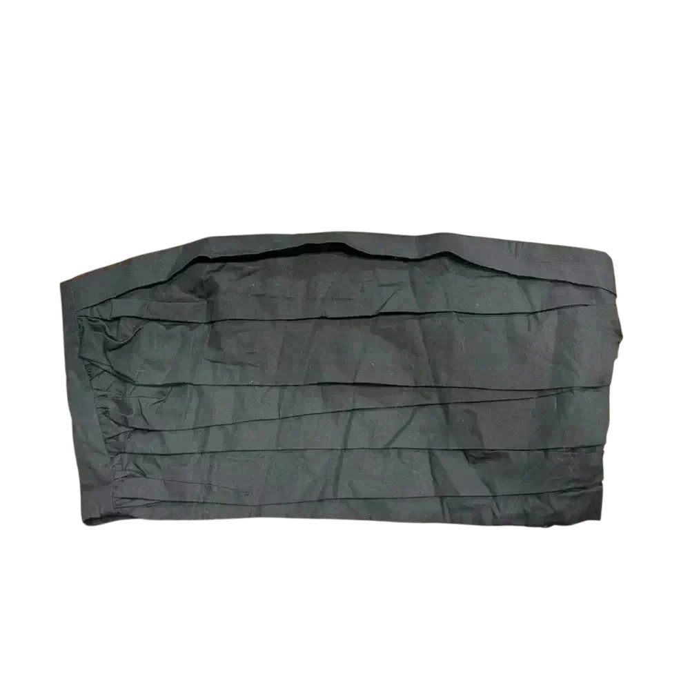 O.P.T Black‎ Strapless Bandeau Top with Pleated Detail and Elastic Back A9
